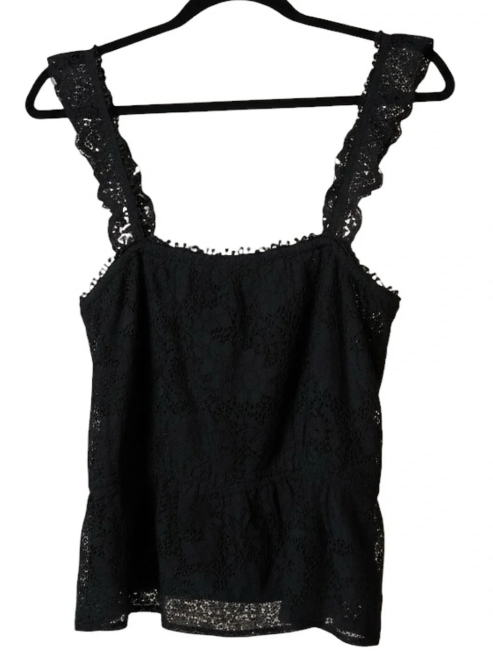 Anthropologie Sunday in Brooklyn Colline Lace Tank Top Black XS Ruffle Peplum - Picture 3 of 10